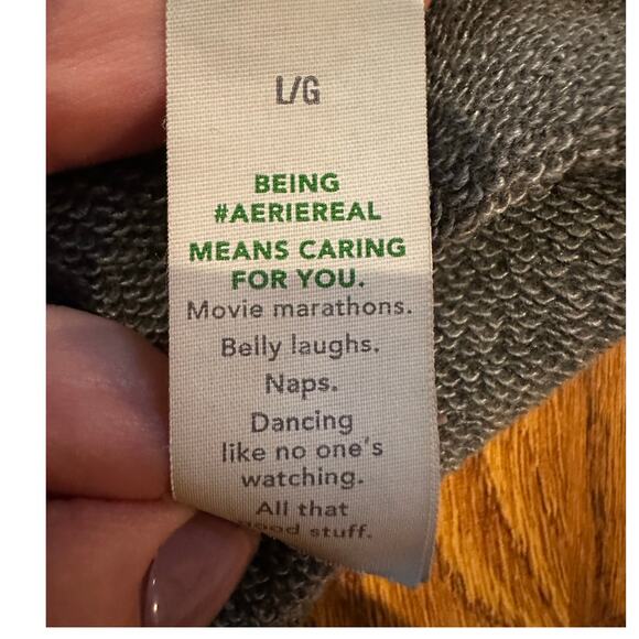 Aerie Women's Oversized Distressed Look Pullover Sweatshirt Gray Size Large - Picture 6 of 10